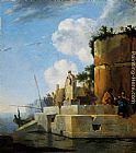 Jan Asselyn A Waterside Ruin in Italy painting